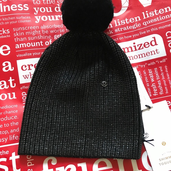 NWT BLACK LULULEMON ALL THAT SHIMMERS TOQUE FOIL - Picture 2 of 6